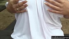 Busty Teen Rita Masturbates Outdoors