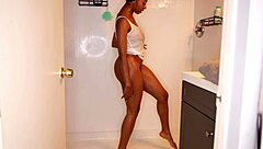 I watch ebony model wet her panties in messy shower fetish