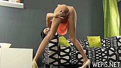 babe licks pissing pussy in hardcore contest, sucking cock pov