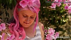 Pink-Haired Babe Zahra Toys Her Pussy Outdoors in HD.