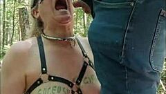Female Slave In Forest: Dogging, Pissing, And Blowjob
