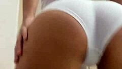 hot girl dances funk in see-through white shorts