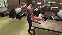 brunette teen and grandpa karaoke in second life ep 8