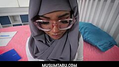 big dick stud bangs middle-eastern pussy hard and covers her pretty face with huge load