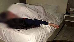 My friend fucks my brunette wife in missionary while I record, leading to real orgasm
