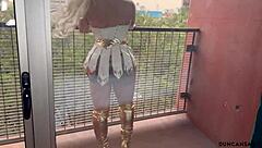 Look at her blowing the muscled super hero!