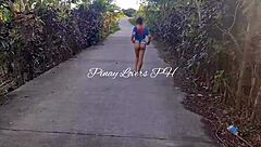 Pinay asian teen 18+ fucks in public near the road