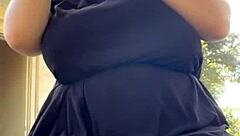 alt milf nextdoor smokes outback with her huge natural tits