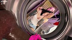 Washing ass before intense fucking session