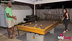 Milfcandy Samantha takes long BBC after pool loss!