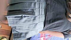 Watch stepsister's big ass while making bed!