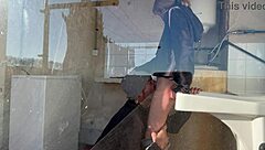 Hot wife and neighbor enjoy pussy eating in the laundry room