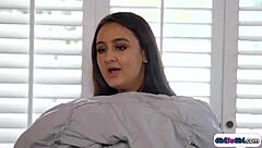 busty stepmom joins stepteen and her gf in face sitting group