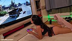 Hot Gaming Session with Brunette in Cosplay
