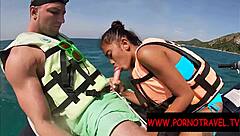 holiday public blowjob with asian amateurs, horny cumshot in outdoor setting