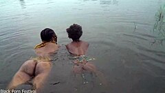 lesbian tribe duo bathing in village river sparks curiosity