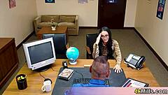 geeky asian secretary eagerly gives head for promotion