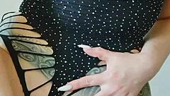 Close-up of stepmother's big tits during taboo cum in pussy sex