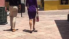 Cougar's ass looks so delicious in voyeur view!