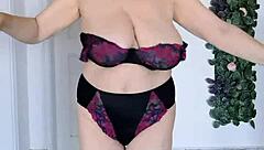 Horny Busty Gilf Teasing In Lingerie Shows HUNGRY Pussy!