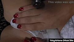 Vicky Vette says, 'rub my hairy pussy harder,' while masturbating to orgasm!