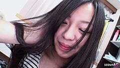 petite japanese teen gets rough quickie creampie from step-brother