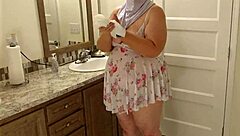 big boobed bbw milf maid flashes pussy in mini dress