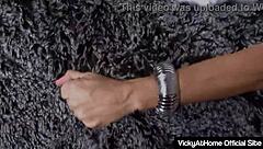 Vicky Vette says, 'rub my hairy pussy harder,' while masturbating to orgasm!