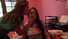 lesbian milf reprimands brunette secretary with scissoring and ass licking