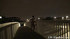 Andrea's bold public nudity sparks outrage in downtown Birmingham. Her mature, hairless body flashes everyone outdoors.