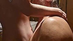 wife and i undress and lick each other's tits