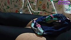 first time solo masturbation in nylon leggings leads to quick cum