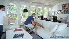 white teen in hardcore threesome with stepbro and friend