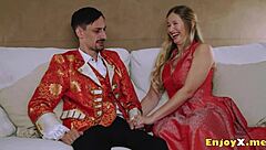 Platinum-Blonde Worships Man Rod With Passion