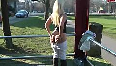 german blonde teen 18+ slut naked in public outdoor exposure