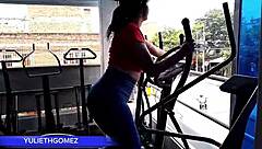 Passionate Blowjob for Stepfather at Gym with Trainer Watching