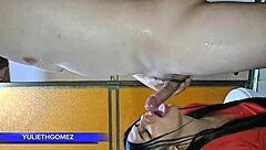 Passionate Blowjob for Stepfather at Gym with Trainer Watching