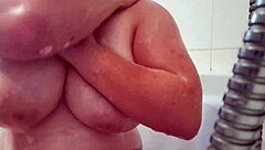 Busty Teen Washing And Massaging Her Soapy Natural Breasts!