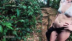 Alice kink strips micro bikini at public beach exhibition