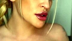 Horny girl sucks banana