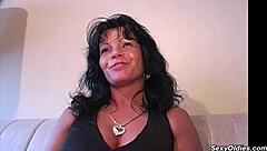 Amateur Milf with Big Natural Tits Masturbates with Yellow Dildo