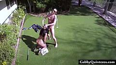 Cheating Latina Gabby Quinteros CAUGHT FUCKING Lawn Guy