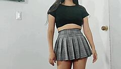 hot stepsister shows skirt to stepfather and goes to bed