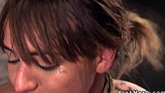 Dude whips and fucks two roommates in a rough threesome with bondage.