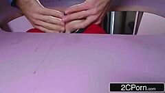 busty young brunette takes monster cock through glory hole