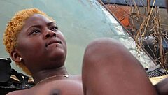 Garage blowjob with big black cock