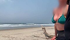 She refused to stop handjob until I cum in front of everyone on the beach