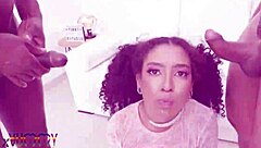 ariella ferraz, the cute brazilian teen, takes on four studs in double anal