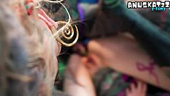 Inexperienced tattooed hippie girl learns anal from alternative pornstar