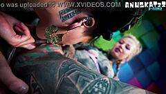 Inexperienced tattooed hippie girl learns anal from alternative pornstar